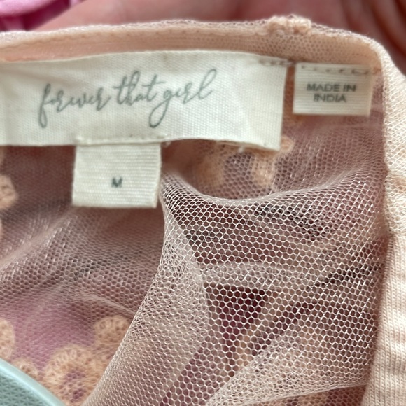 Anthropologie Forever That Girl Grace Tiered Lace Back Top Pink NWOT - Picture 7 of 9